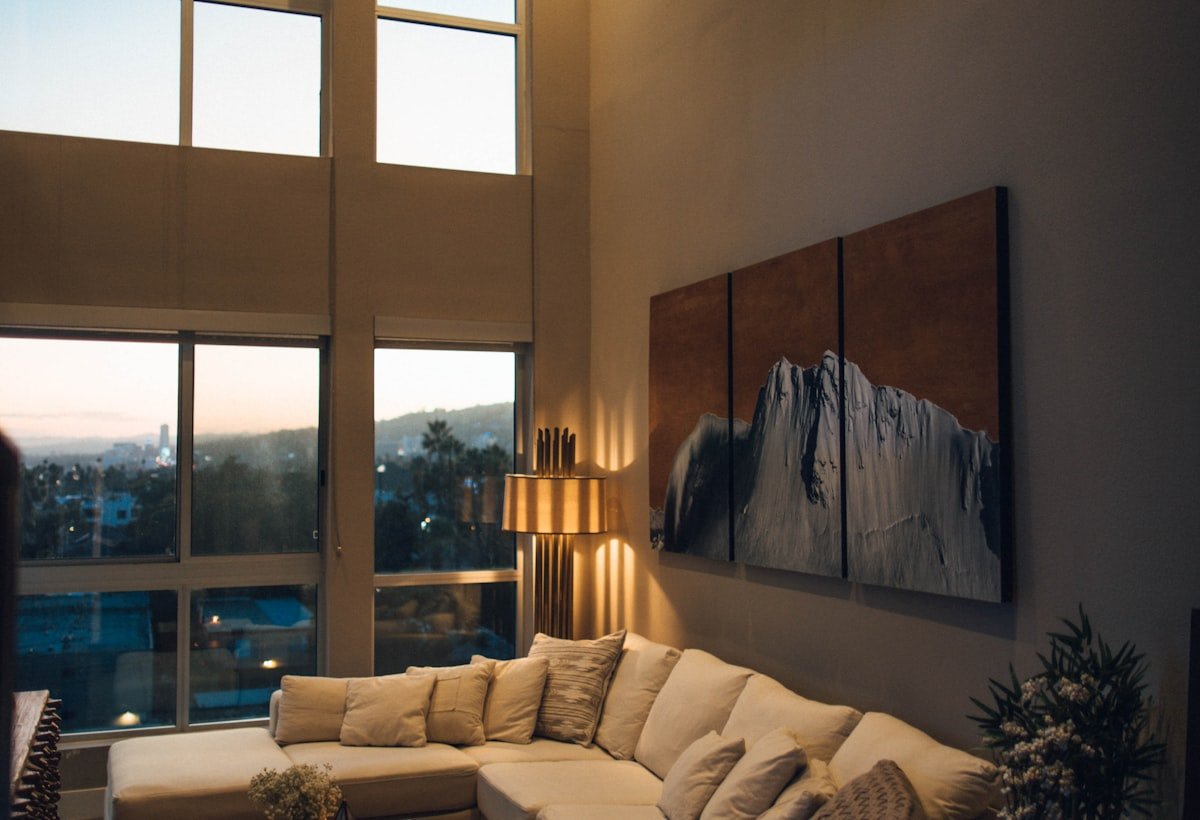 Bright luxury condominium living room